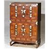 Image 1 : Korean Brass Mounted Elmwood and Burlwood Two-Part Side Cabinet...