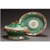 Image 1 : Chinese Export Pseudo 'Cabbage Leaf' Pattern Covered Tureen and Oval Platter...