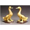 Image 1 : Pair of Chinese Export Straw and Aubergine Glaze Biscuit Figures of Ducks...