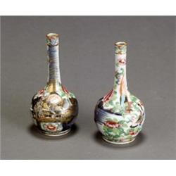 Pair of Chinese Export 'Famille Rose' Bottle Vases...