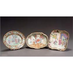 Group of Three Chinese Export 'Mandarin Palette' Dishes...