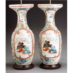 Pair of Imari Polychrome Vases...