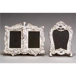 Two Rococo Style Sterling-Mounted Strut Photo Frames...