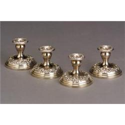 Set of Four S. Kirk & Son RepoussÄ Weighted Sterling Low Candlesticks...