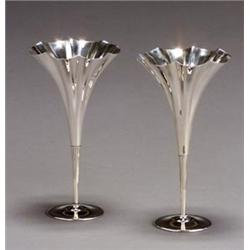 Pair of Tiffany & Co. Sterling Trumpet Vases...