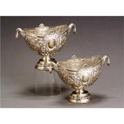 Pair of German Rococo Style Silver Sauce Bowls...