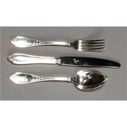 German Neoclassical Style Silver Flat Table Service...
