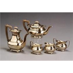 English Silver Plate Five-Piece Coffee and Tea Service...