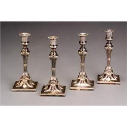 Set of Four Sheffield Plate Table Candlesticks...