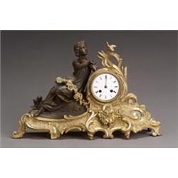 Louis XV Style Ormolu and Bronze Figural Mantel Clock...