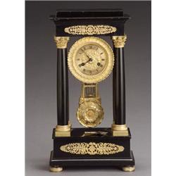 Louis Philippe Ormolu and Slate Portico Clock...