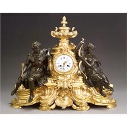 Louis XV Style Ormolu and Bronze Figural Mantel Clock...