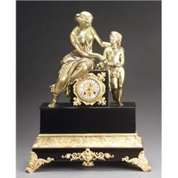 Napoleon III Ormolu and Slate Figural Mantel Clock...