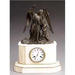 Napoleon III Bronze and Marble Figural Mantel Clock...