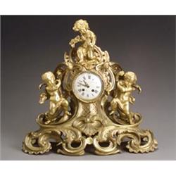 Louis XV Style Ormolu Figural Mantel Clock...