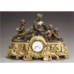 Louis XV Style Ormolu and Bronze Figural Mantel Clock...