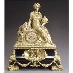 Louis Philippe Ormolu and Slate Figural Mantel Clock...