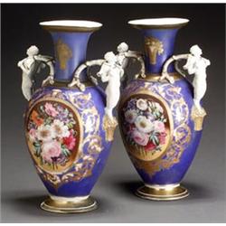 Pair of Paris Porcelain Mantel Vases...