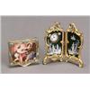 Image 1 : Continental Rococo Style Ormolu and Enamel Desk Clock and Silver Compact...