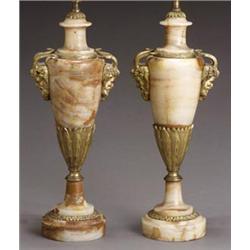 Pair of Italian Ormolu Mounted Onyx Table Lamps...