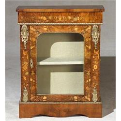 Victorian Ormolu Mounted Marquetry Burl Walnut Side Cabinet...