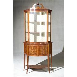 Edwardian Marquetry Mahogany Two-Part Vitrine...