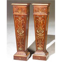 Pair of Edward VII Painted and Decorated Mahogany Pedestals...