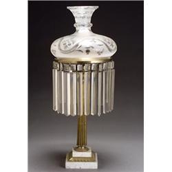 Classical Ormolu, Marble and Cut Glass Astral Lamp...