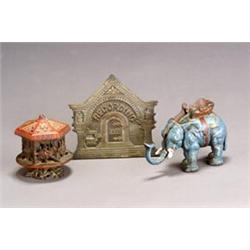Group of Three American Cast Iron Mechanical and Still Banks...