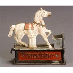 American Painted Cast Iron 'Trick Pony' Mechanical Bank...