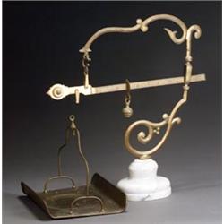 Brass and Marble Balance Scale...