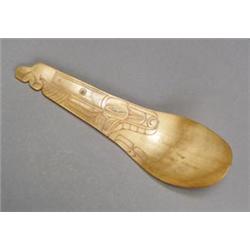 Northwest Coast Carved Horn Potlatch Spoon...