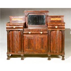 Classical Revival Burl Maple and Mahogany Sideboard...