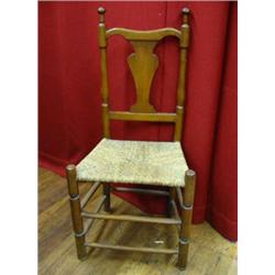 Queen Anne Turned Maple Rush Seat Side Chair...