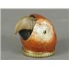 Image 1 : A Meissen style porcelain box in the form of a parrots head with gilt metal mounts, 7cm high Est....