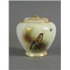 Image 1 : A Royal Worcester vase and cover over painted with a bullfinch, painted by E. Barker, puce mark 1...