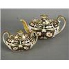 Image 1 : An Edwardian Royal Crown Derby porcelain oval teapot and sucrier, decorated in the Imari style, d...