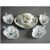 Image 1 : Four late 19th/early 20th century Copenhagen leaf shape blue and white pickle dishes and a 19th c...