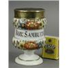 Image 1 : A 17th/18th century faience dumb bell drug jar inscribed 'Rub: Sambucinae' within enamelled borde...