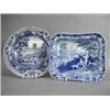 Image 1 : An early 19th century pearlware blue and white rural fisherman pattern plate, with Fleur De Lys m...