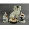 Image 1 : A 19th century Staffordshire spaniel, A Hen on Nest money box, and a pair of Staffordshire figure...