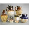 Image 1 : Three Doulton stoneware jugs and a Doulton beaker and two silver plated mounted jugs (5) Est. 100...
