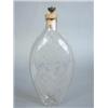 Image 1 : An early 19th century glass flask with a cork stopper, with wheel cut foliate decoration and init...