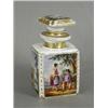 Image 1 : A 19th century French ceramic toilet bottle with scenic panels, 13.5cm high Est. 80/120...