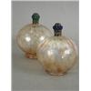 Image 1 : A pair of continental Art Deco hand blown globular toilet bottles with coloured glass and gilt hi...