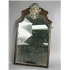 Image 1 : A walnut wall mirror, with white metal flower embossed mounts, 63 x 35cm Est. 250/300...