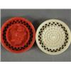 Image 2 : Thirty carved draught counters, fifteen stained red and fifteen natural and two carved ivory dice...