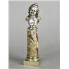 Image 1 : A miniature white metal bust of a young girl raised on a variegated marble bust, 17.5cm overall E...