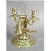 Image 1 : A brass twin branch desk stand, together with a pair of candle snuffers, 20cm Est. 200/250...