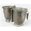 Image 1 : Two 18th century leather studded buckets, 40cm high Est. 150/200...